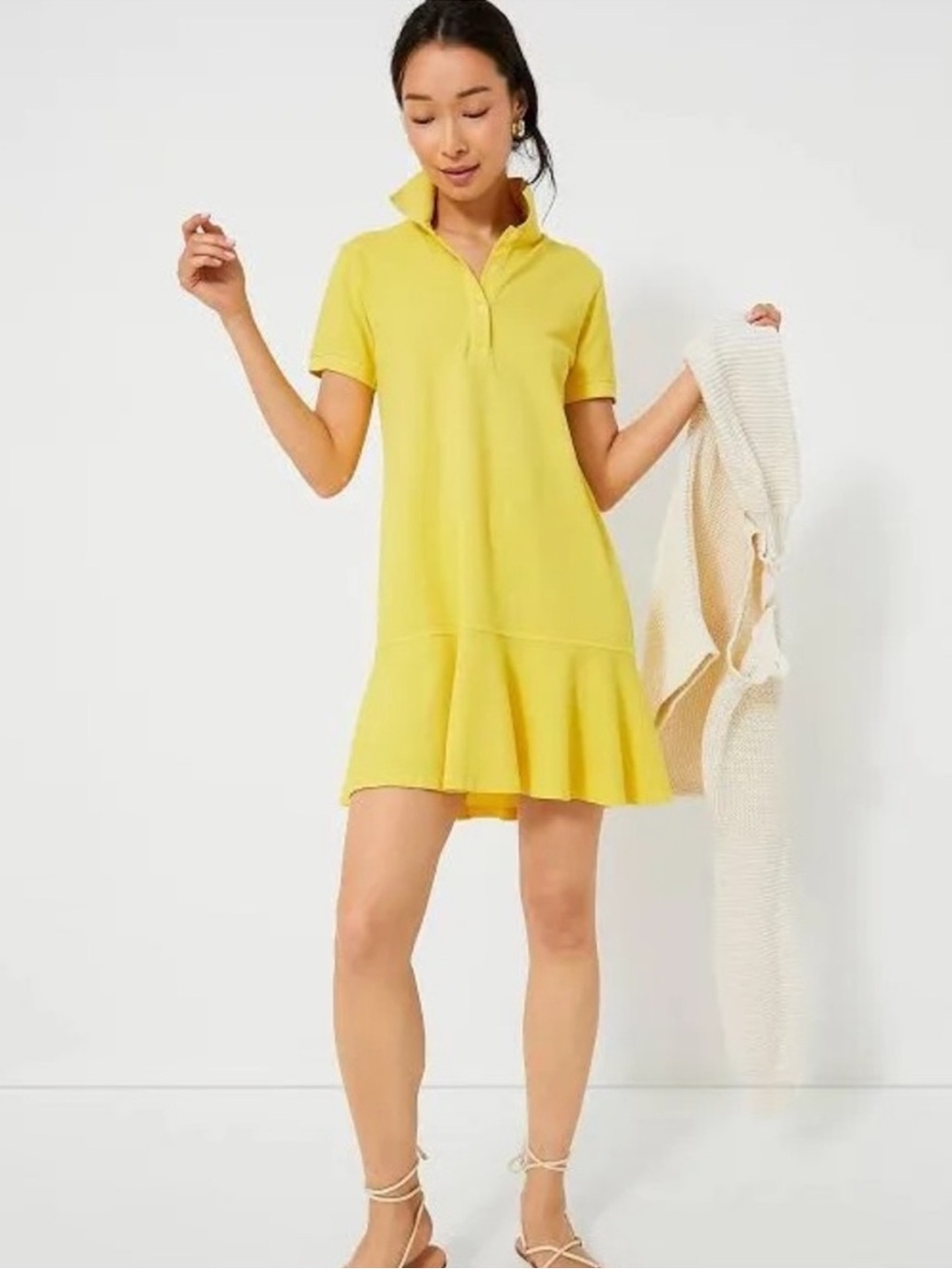 Tuckernuck Sunlit Yellow Polo Dress with Flared Hem